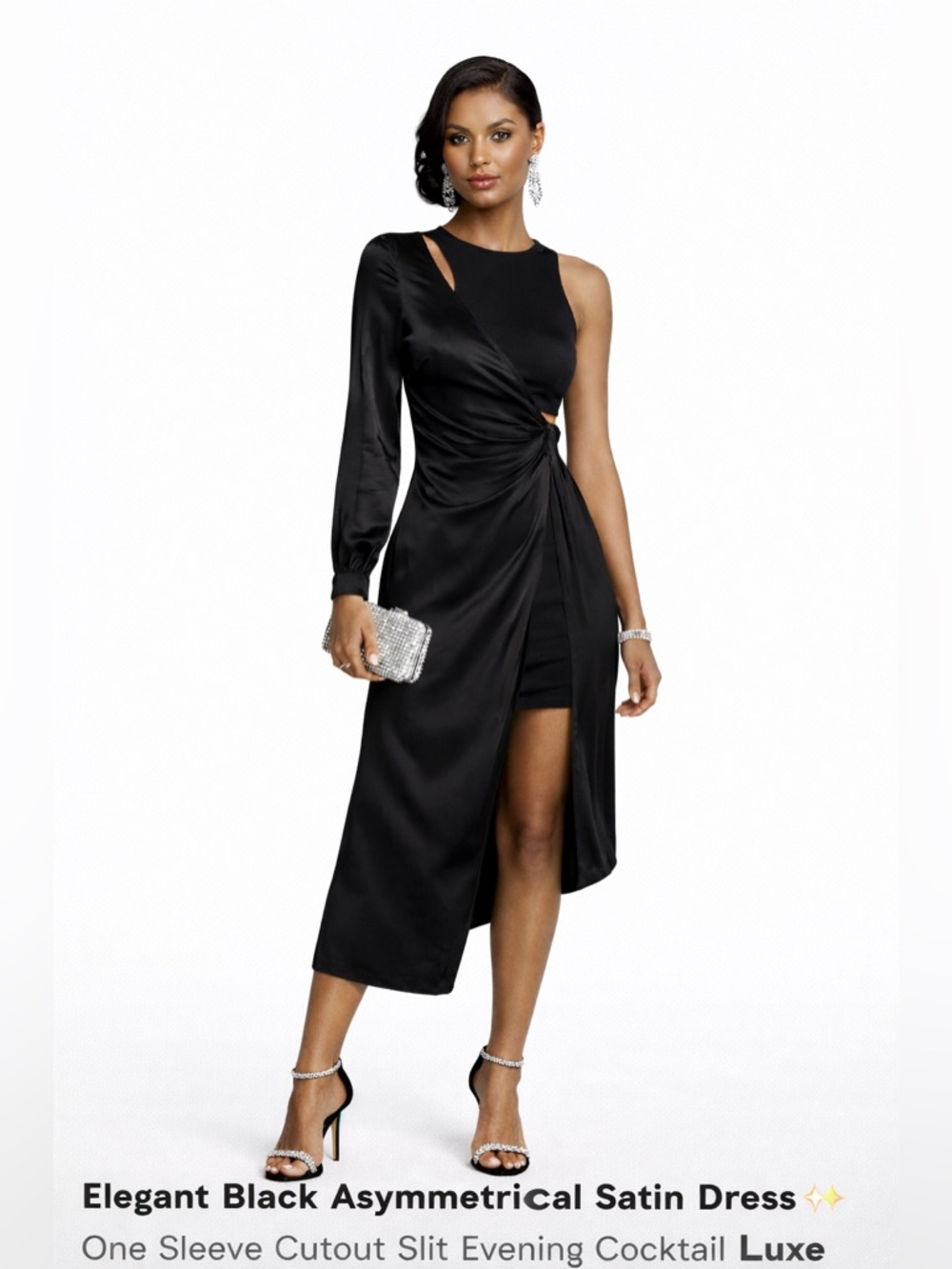 Donna Mizani Eleonora Asymmetric Satin Wrap Dress Small - Evening Event Ready